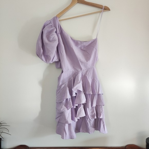 Do+Be Lilac Ruffled One Shoulder Mini Dress - Picture 4 of 7